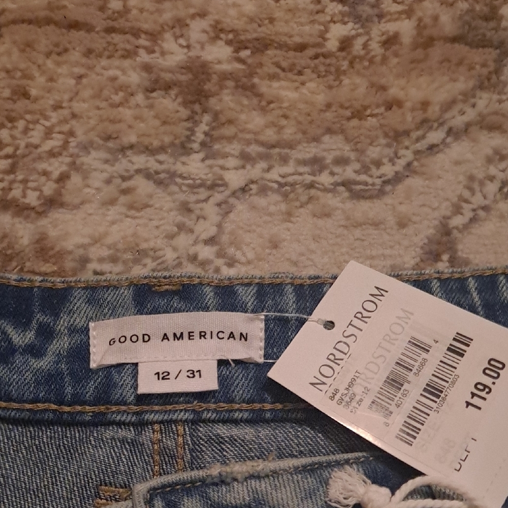 Good American Light Blue Distressed Denim Shorts - Picture 8 of 10